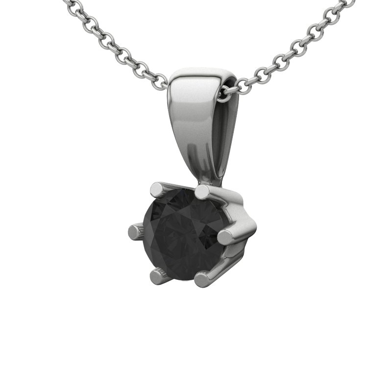 Diamant Schwarz Weißgoldhalskette Oviedo, Weißgold 585, von vorn