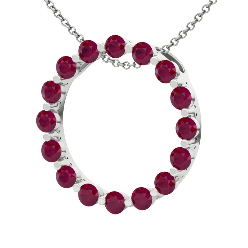 Rubin Sterlingsilberhalskette Pamina, Sterlingsilber 925, von vorn