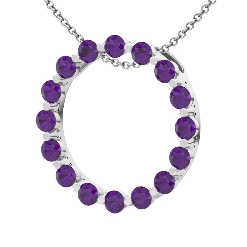 Amethyst Weißgoldhalskette Pamina, Weißgold 585, von vorn