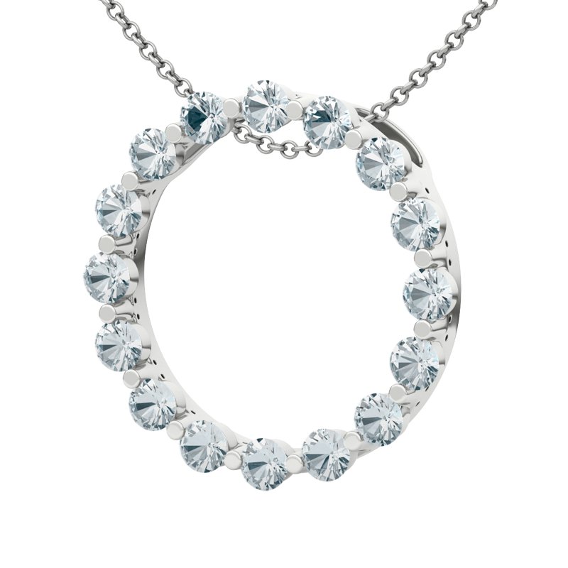 Aquamarin Weißgoldhalskette Pamina, Weißgold 585, von vorn