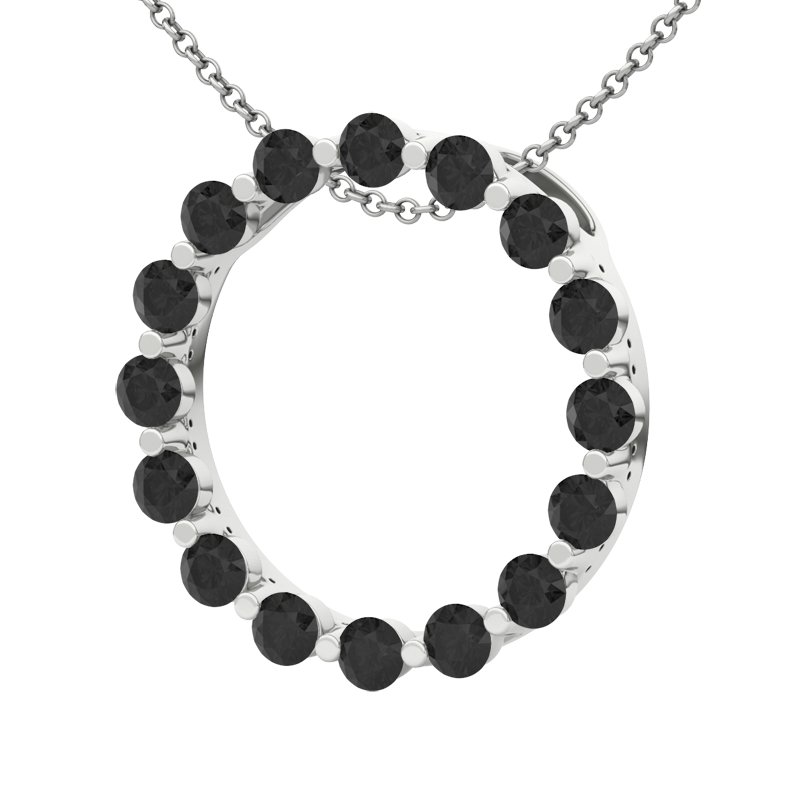 Diamant Schwarz Weißgoldhalskette Pamina, Weißgold 585, von vorn