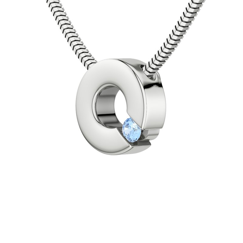 Blauer Topas Sterlingsilberhalskette Patricia, Sterlingsilber 925, von vorn