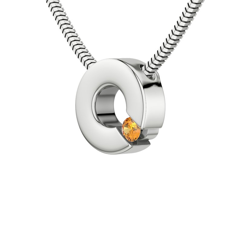 Citrin Sterlingsilberhalskette Patricia, Sterlingsilber 925, von vorn