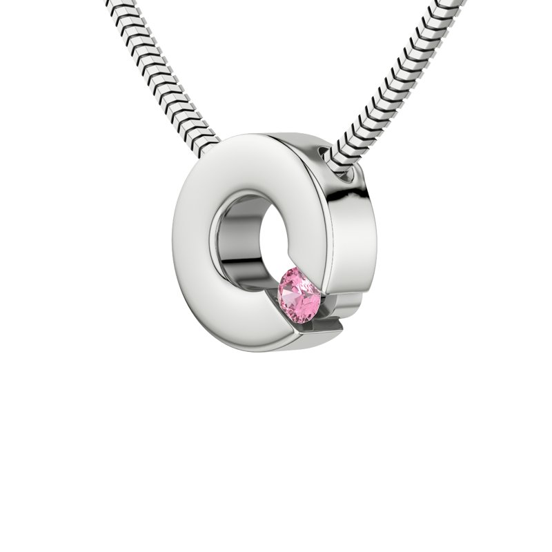 Pinker Turmalin Sterlingsilberhalskette Patricia, Sterlingsilber 925, von vorn