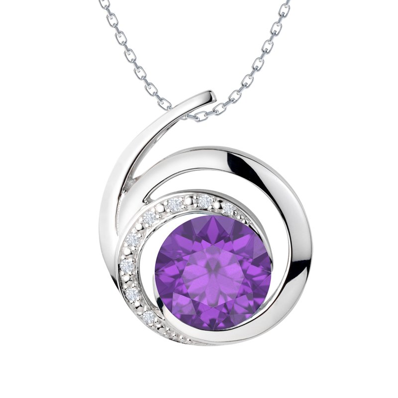 Amethyst Weißgoldhalskette Phoebe Style, Weißgold 585, von vorn