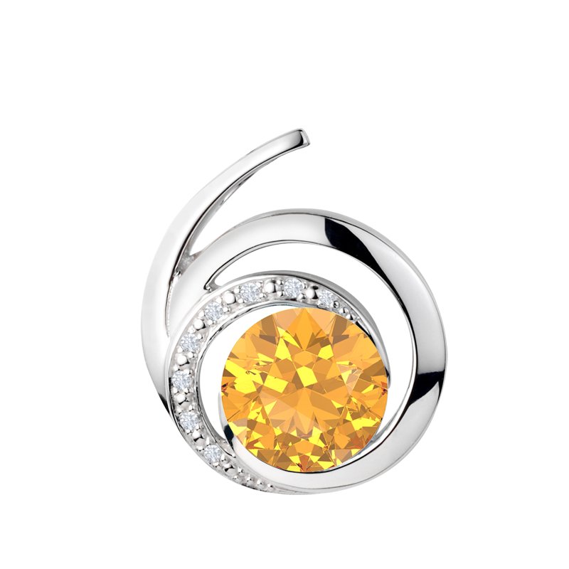 Citrin Weißgoldhalskette Phoebe Style, Weißgold 585, von vorn