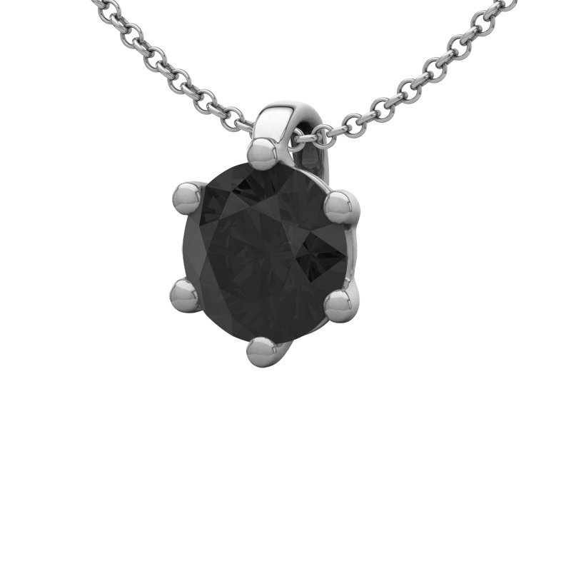 Diamant Schwarz Sterlingsilberhalskette Piacenza, Sterlingsilber 925, von vorn