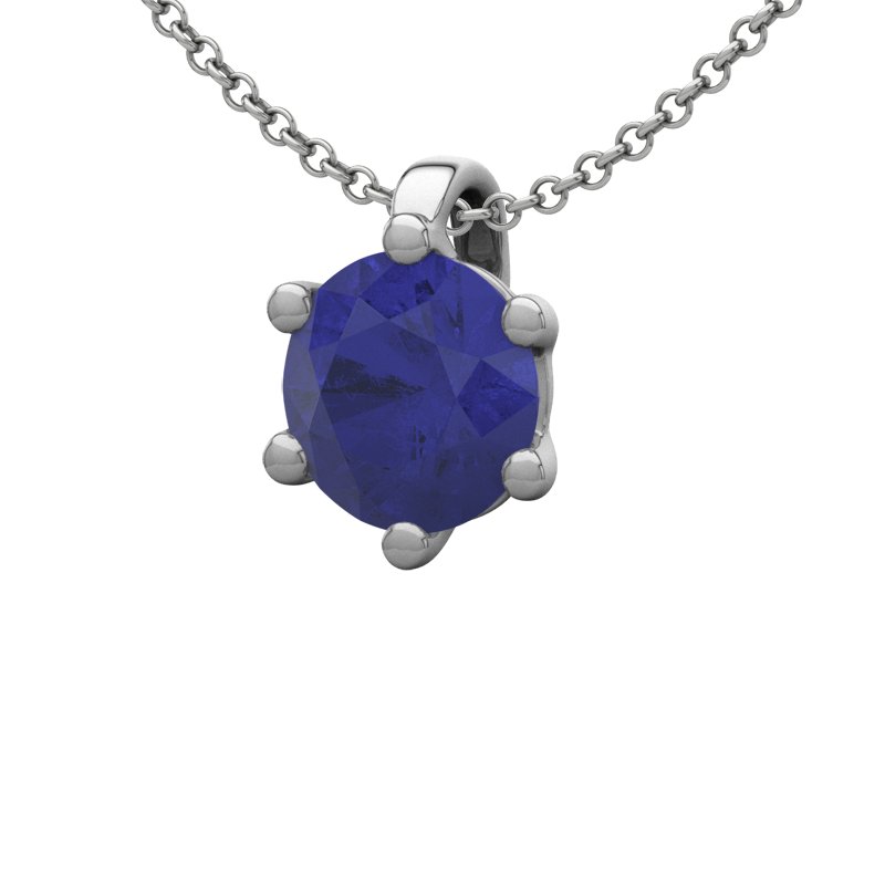 Blauer Saphir Weißgoldhalskette Piacenza, Weißgold 585, von vorn