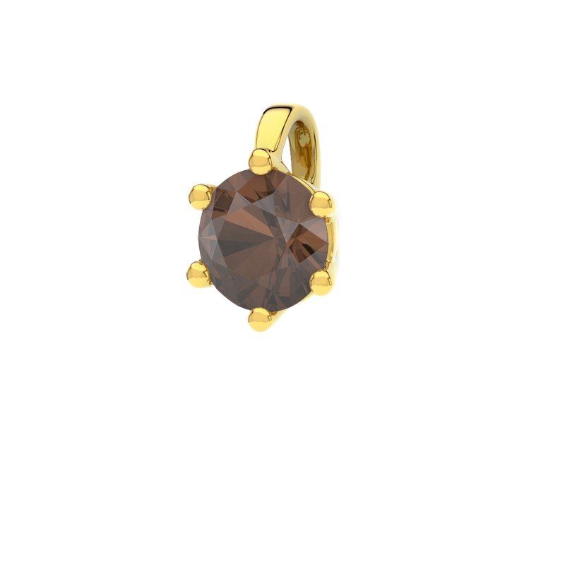 Rauchquarz Gelbgoldhalskette Pisa, Gelbgold 375, von vorn
