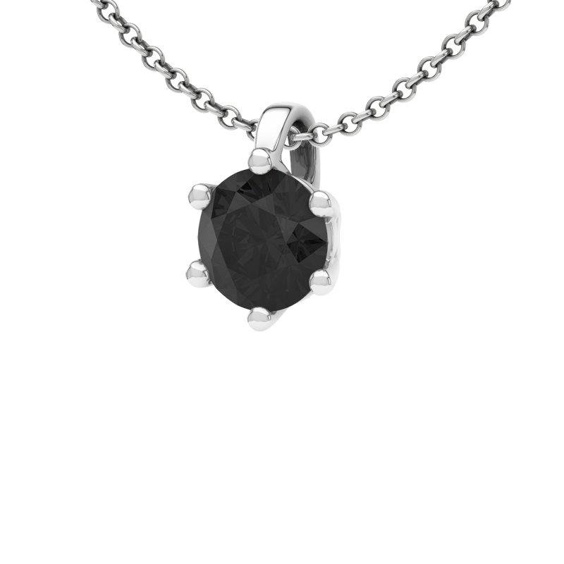 Diamant Schwarz Sterlingsilberhalskette Pisa, Sterlingsilber 925, von vorn
