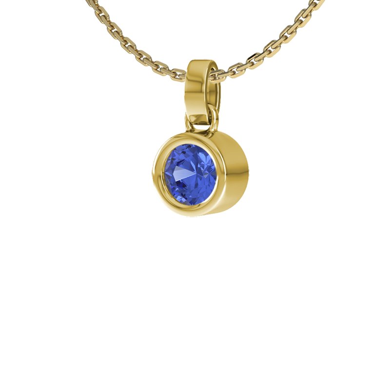 Blauer Saphir Gelbgoldhalskette Puerto Rico, Gelbgold 585, von vorn