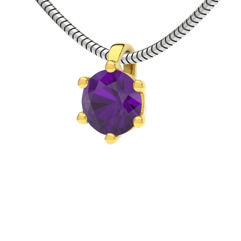 Amethyst Gelbgoldhalskette Ravenna, Gelbgold 375, von vorn