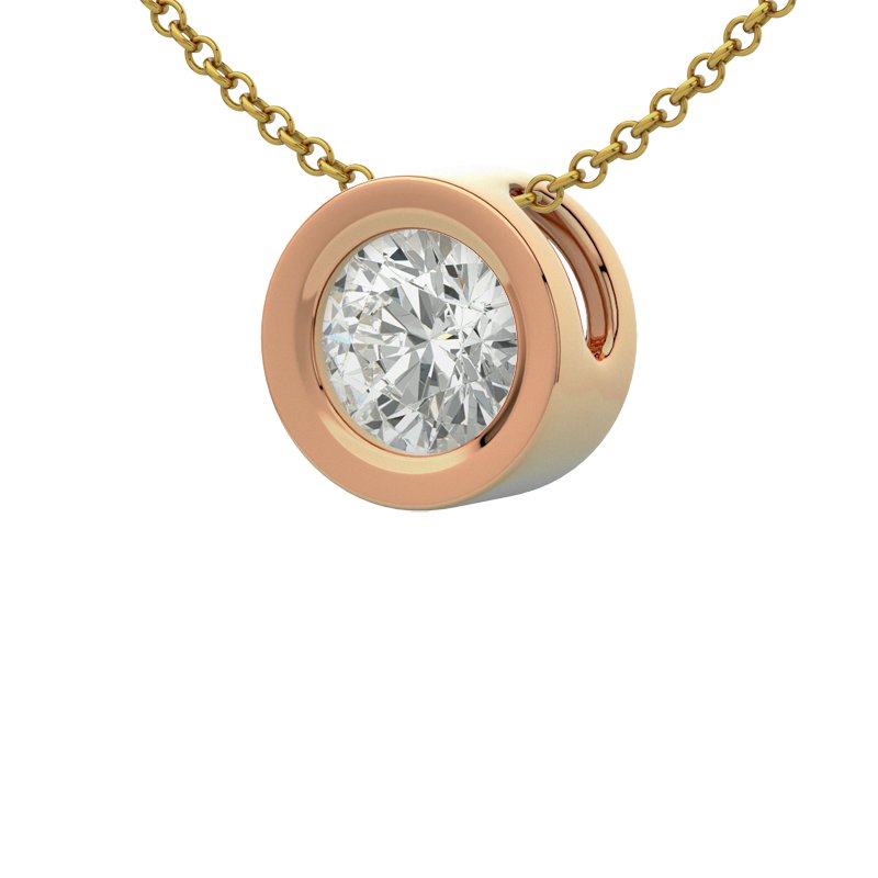 Diamanthalskette Rayong, Rotgold 585, von vorn