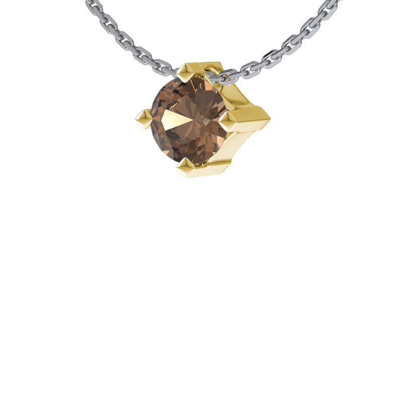 Rauchquarz Gelbgoldhalskette Riga, Gelbgold 750, von vorn