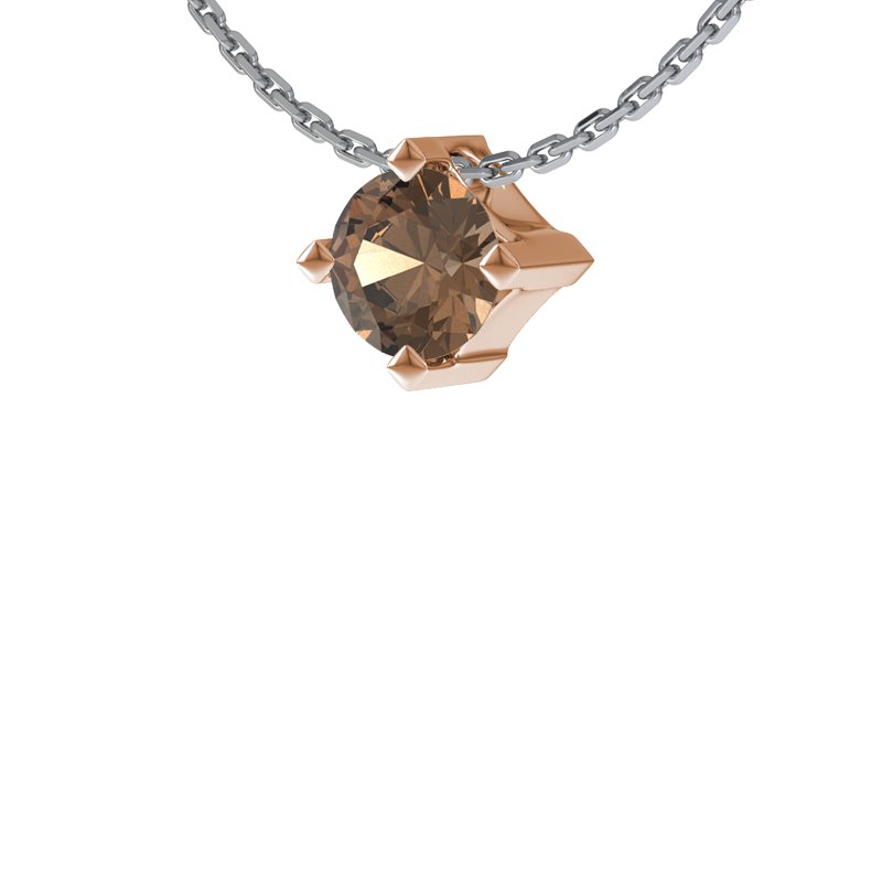 Rauchquarz Rotgoldhalskette Riga, Rotgold 750, von vorn