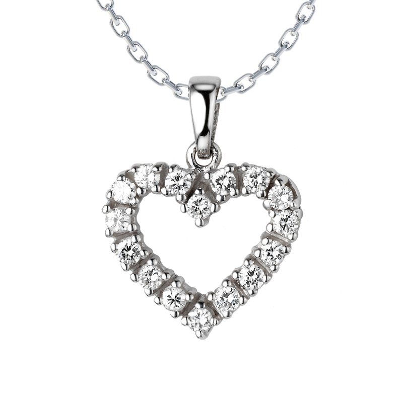 Diamanthalskette Rosie, Weißgold 585, von vorn