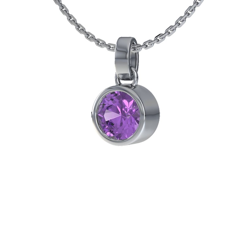 Amethyst Weißgoldhalskette Sahara, Weißgold 585, von vorn