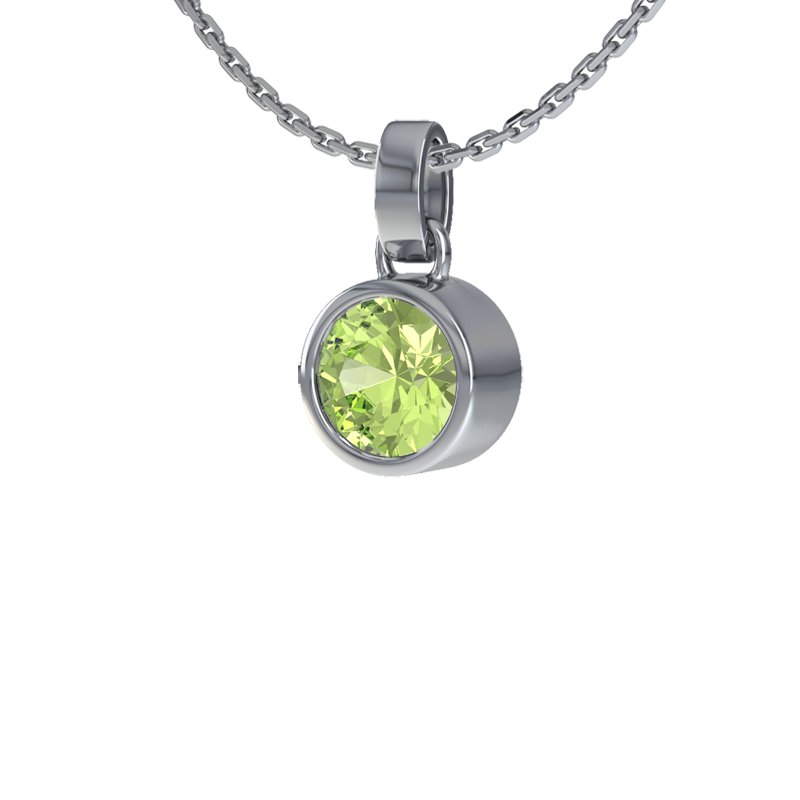 Peridot Weißgoldhalskette Sahara, Weißgold 585, von vorn