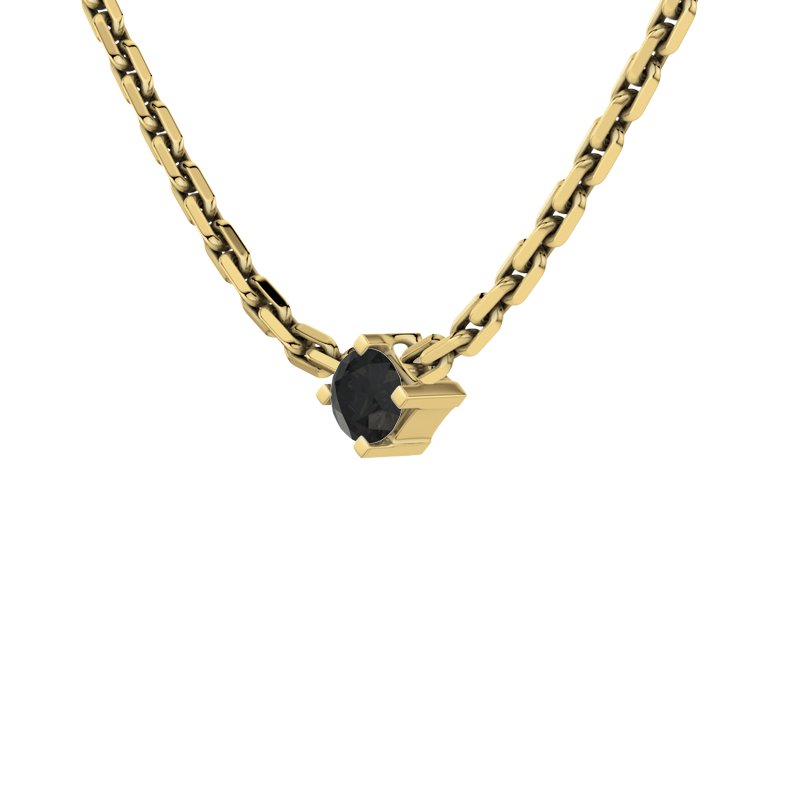 Diamant Schwarz Gelbgoldhalskette San Diego, Gelbgold 585, von vorn