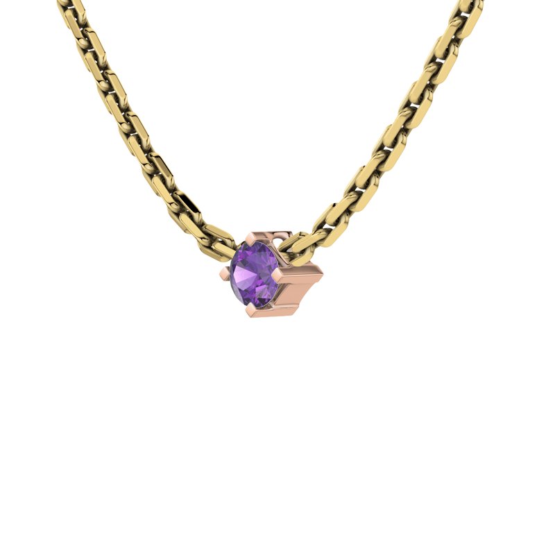 Amethyst Rotgoldhalskette San Diego, Rotgold 585, von vorn