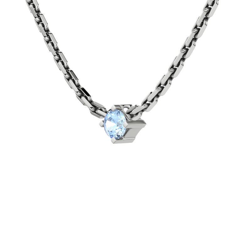 Blauer Topas Sterlingsilberhalskette San Diego, Sterlingsilber 925, von vorn