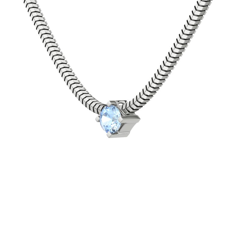 Blauer Topas Sterlingsilberhalskette San Diego, Sterlingsilber 925, von vorn