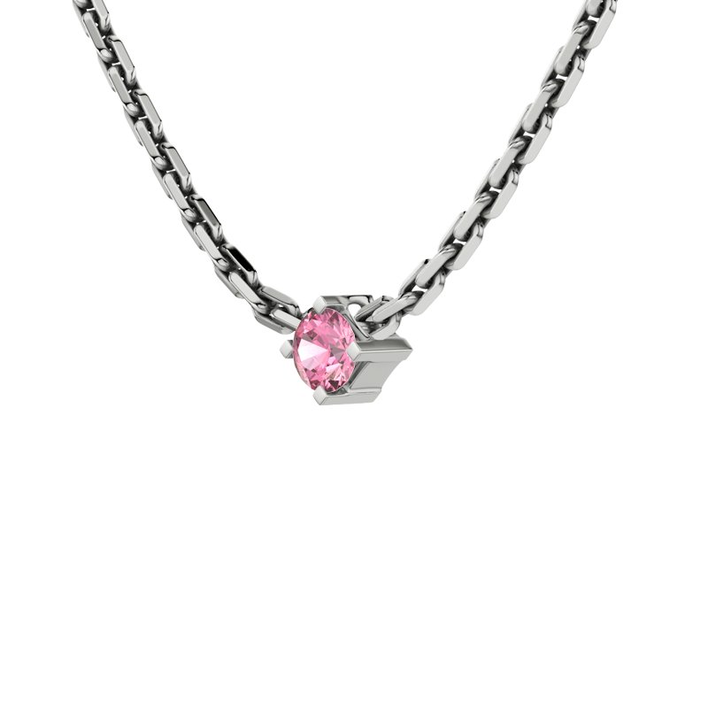 Pinker Turmalin Sterlingsilberhalskette San Diego, Sterlingsilber 925, von vorn