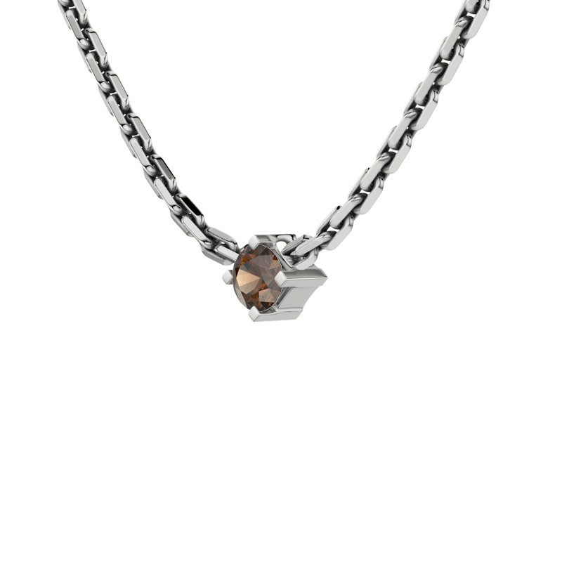 Rauchquarz Sterlingsilberhalskette San Diego, Sterlingsilber 925, von vorn