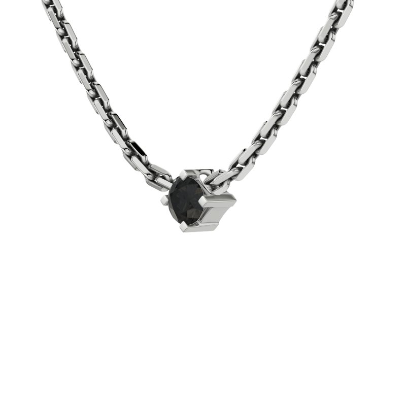 Diamant Schwarz Sterlingsilberhalskette San Diego, Sterlingsilber 925, von vorn