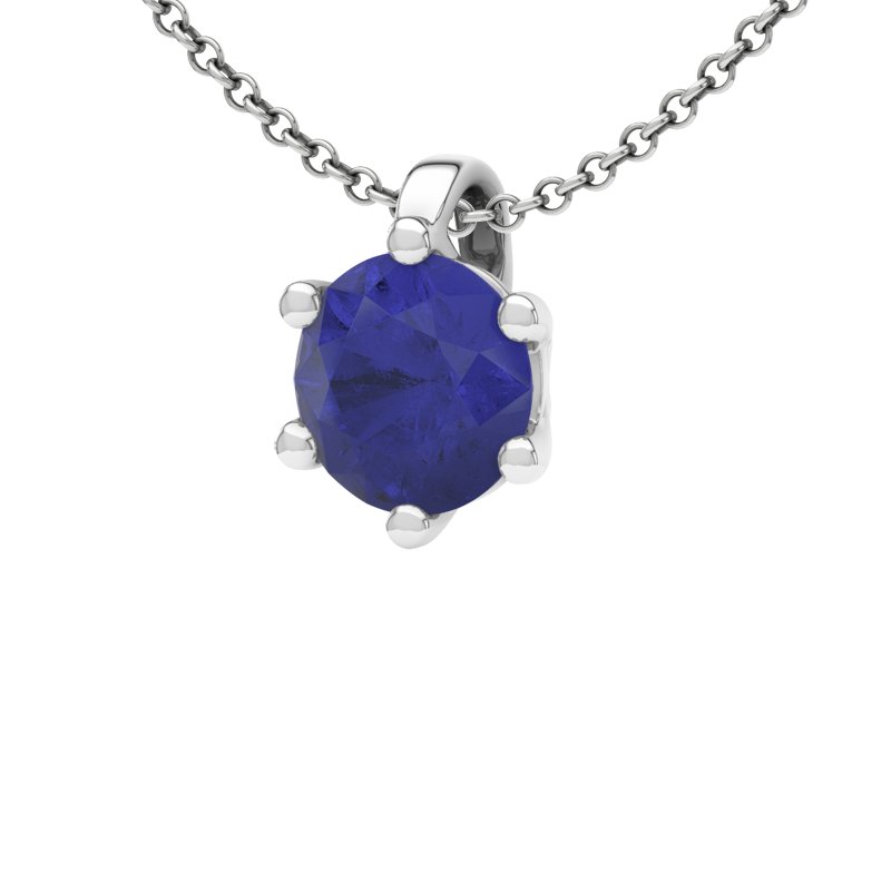 Blauer Saphir Sterlingsilberhalskette Sassari, Sterlingsilber 925, von vorn
