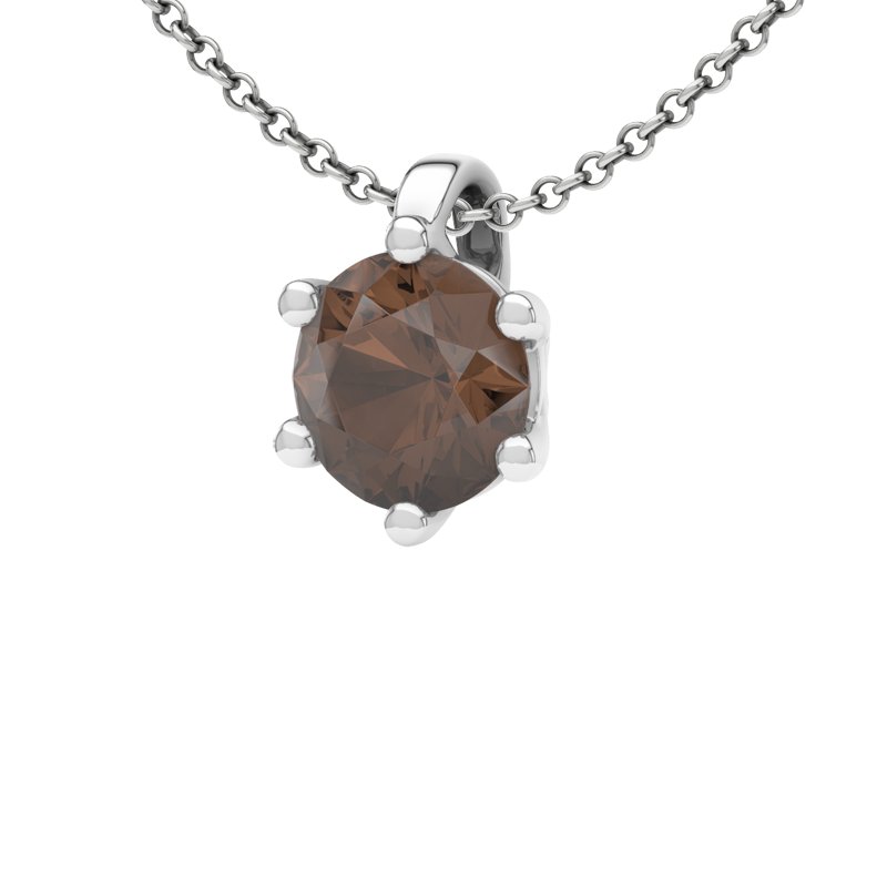 Rauchquarz Sterlingsilberhalskette Sassari, Sterlingsilber 925, von vorn