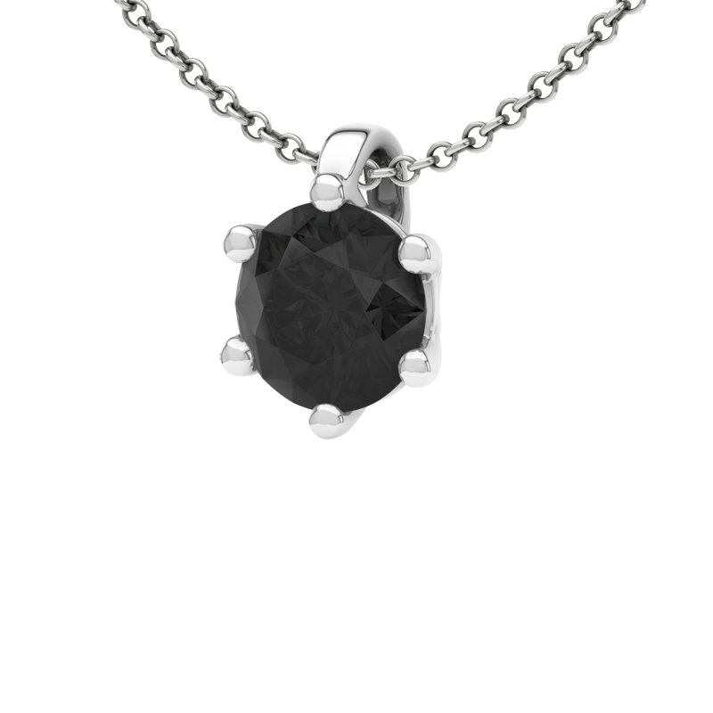 Diamant Schwarz Sterlingsilberhalskette Sassari, Sterlingsilber 925, von vorn