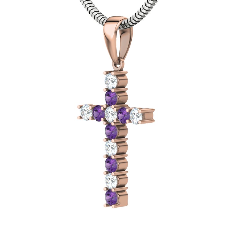 Diamanthalskette Shelly, Rotgold 750, von vorn