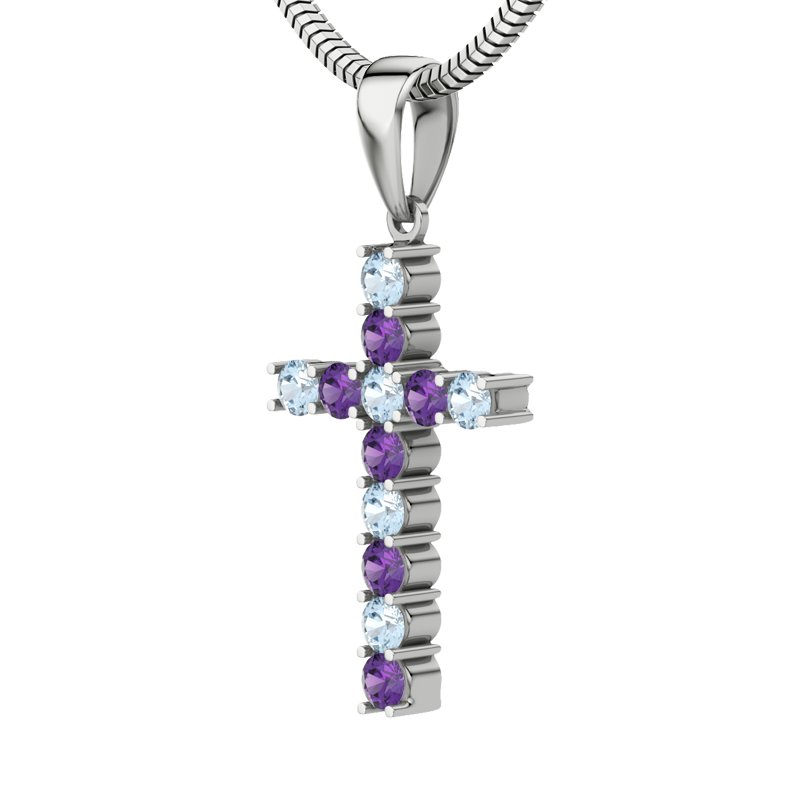 Aquamarin Sterlingsilberhalskette Shelly, Sterlingsilber 925, von vorn