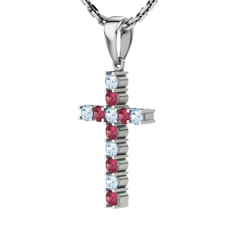 Aquamarin Sterlingsilberhalskette Shelly, Sterlingsilber 925, von vorn