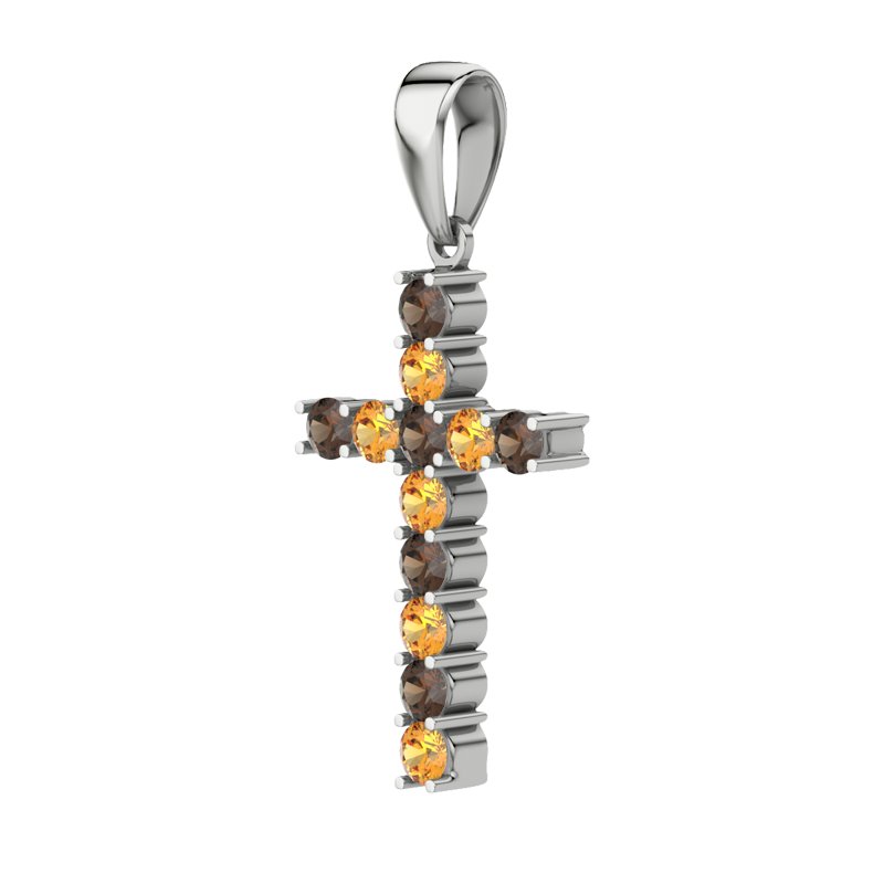 Rauchquarz Sterlingsilberhalskette Shelly, Sterlingsilber 925, von vorn