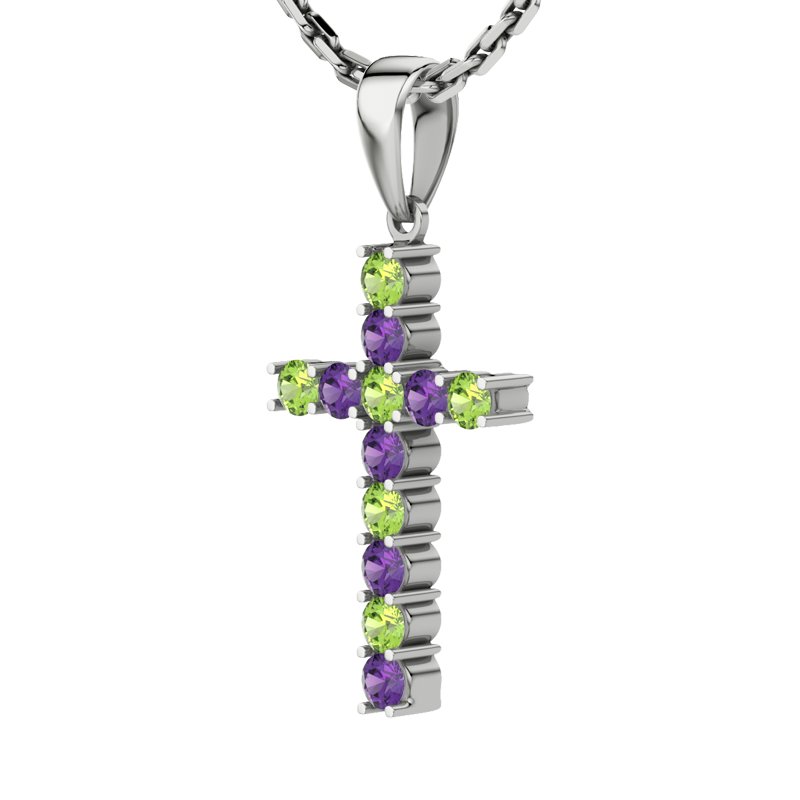 Peridot Weißgoldhalskette Shelly, Weißgold 750, von vorn