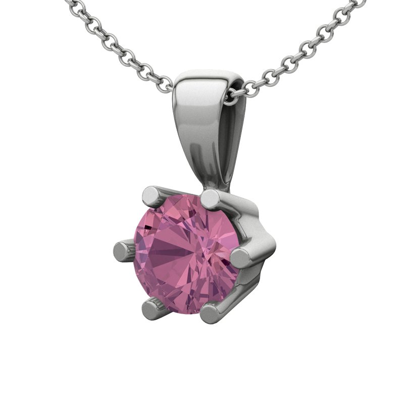 Pinker Turmalin Sterlingsilberhalskette Siero, Sterlingsilber 925, von vorn