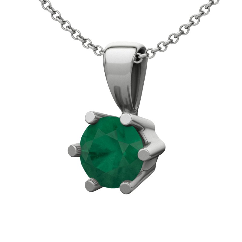 Smaragd Sterlingsilberhalskette Siero, Sterlingsilber 925, von vorn