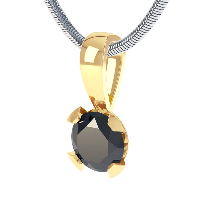 Schwarzer Achat Gelbgoldhalskette Silvia, Gelbgold 750, von vorn