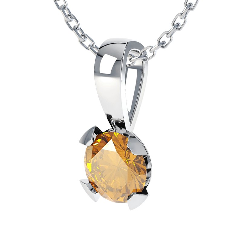 Citrin Weißgoldhalskette Silvia, Weißgold 585, von vorn
