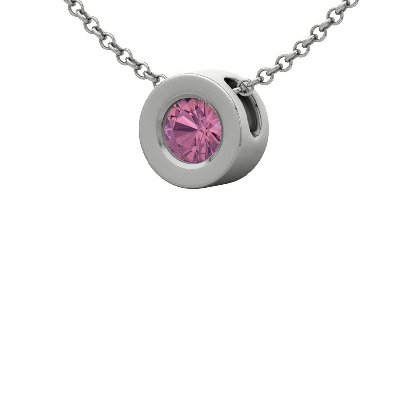 Pinker Turmalin Sterlingsilberhalskette Singapur, Sterlingsilber 925, von vorn