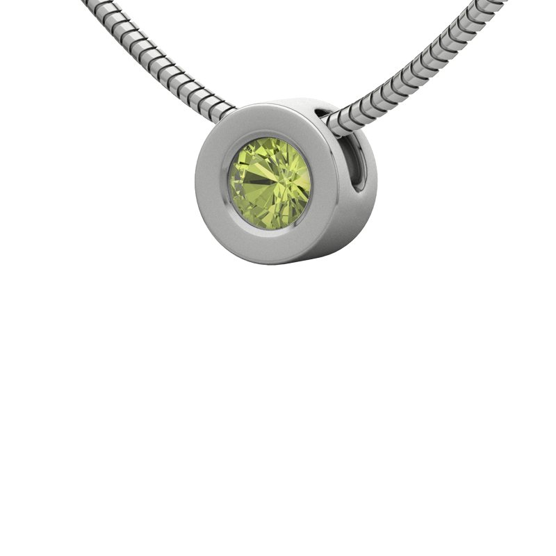 Peridot Weißgoldhalskette Singapur, Weißgold 585, von vorn