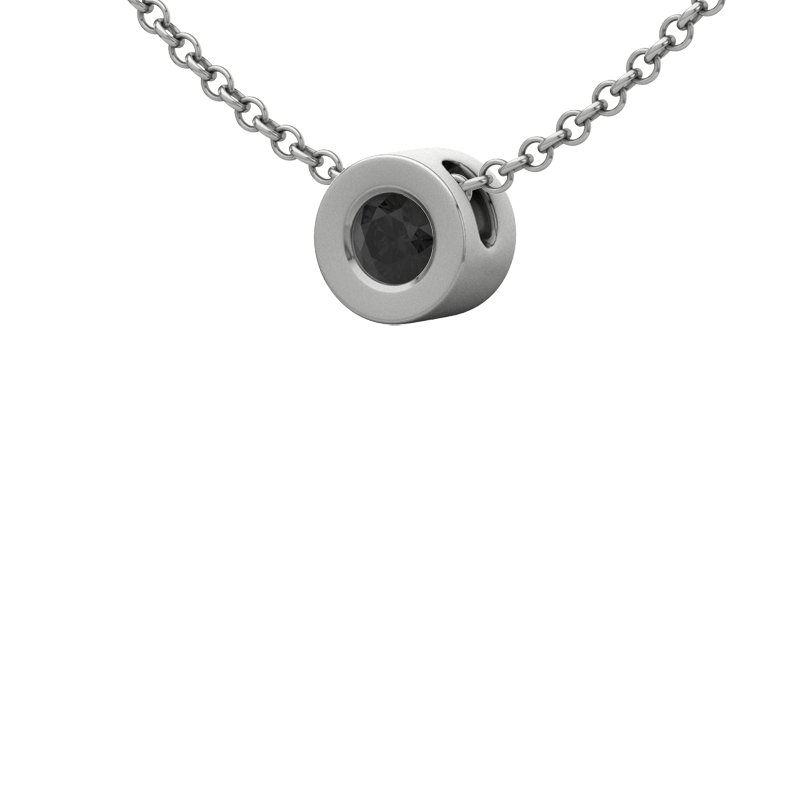 Diamant Schwarz Sterlingsilberhalskette Sri Lanka, Sterlingsilber 925, von vorn