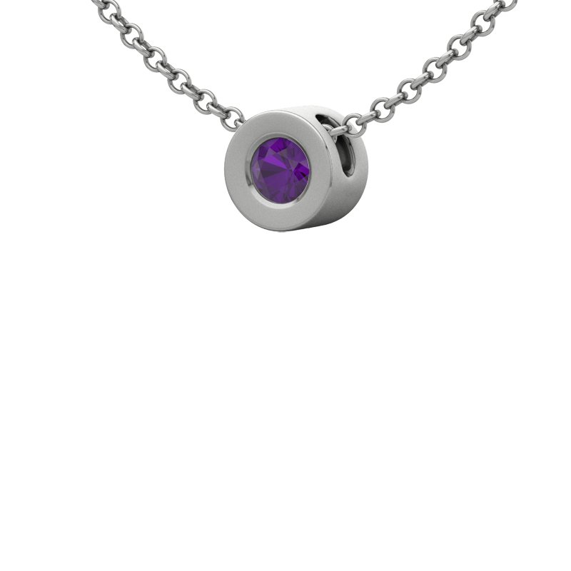 Amethyst Weißgoldhalskette Sri Lanka, Weißgold 585, von vorn