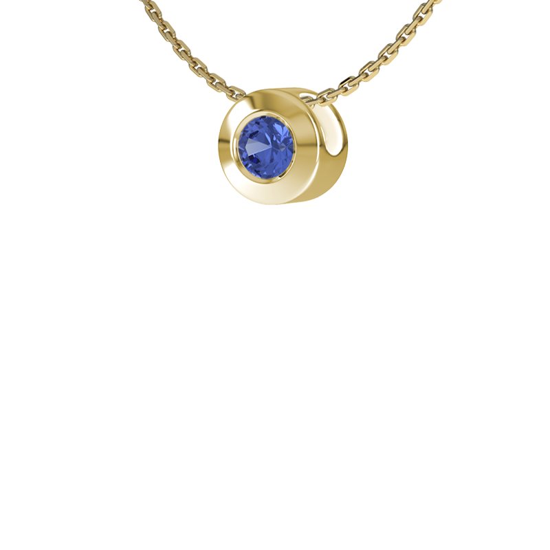 Blauer Saphir Gelbgoldhalskette St. Martin, Gelbgold 375, von vorn
