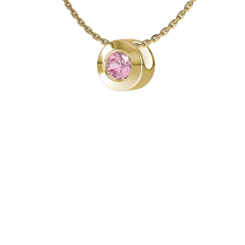 Pinker Turmalin Gelbgoldhalskette St. Martin, Gelbgold 585, von vorn