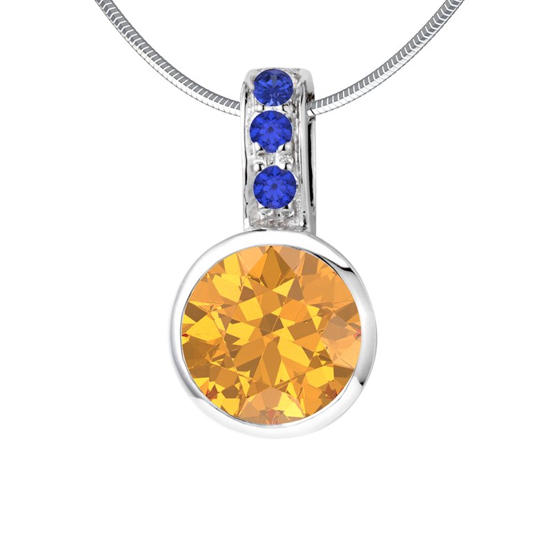 Citrin Weißgoldhalskette Stacy, Weißgold 375, von vorn