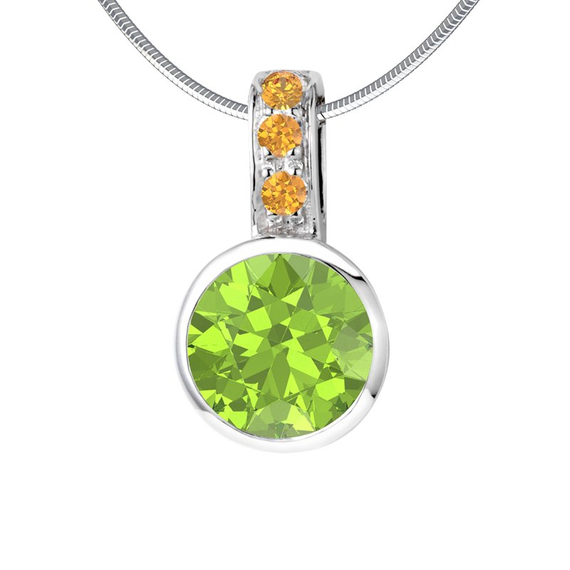 Peridot Weißgoldhalskette Stacy, Weißgold 375, von vorn