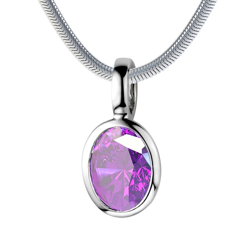 Amethyst Weißgoldhalskette Stellenzicht, Weißgold 375, von vorn